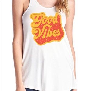 New With Tags Good Vibes tank - white - size L